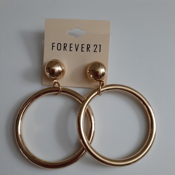Forever 21 Gold Tone Hoops - Picture 3 of 5